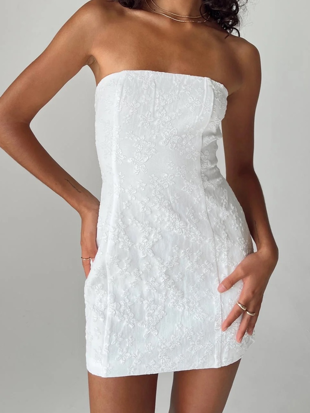 Princess Polly White Strapless Lace Mini Dress